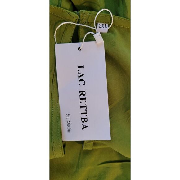 LAC RETTBA V-Neck Avocado Green Flutter Sleeve Romper With Pocket Sz 2XL - Picture 6 of 7